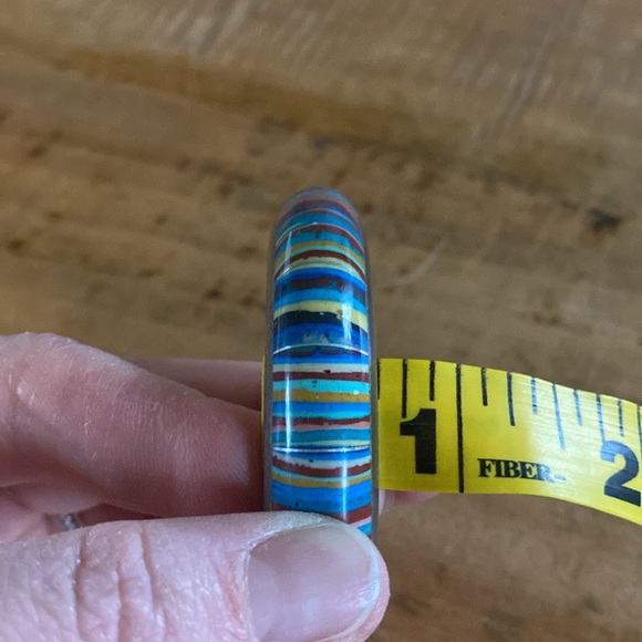 Jay King Mine Finds Rainbow Calsilica Hinge Bangle with Sterling Silver Inlay - Picture 5 of 6